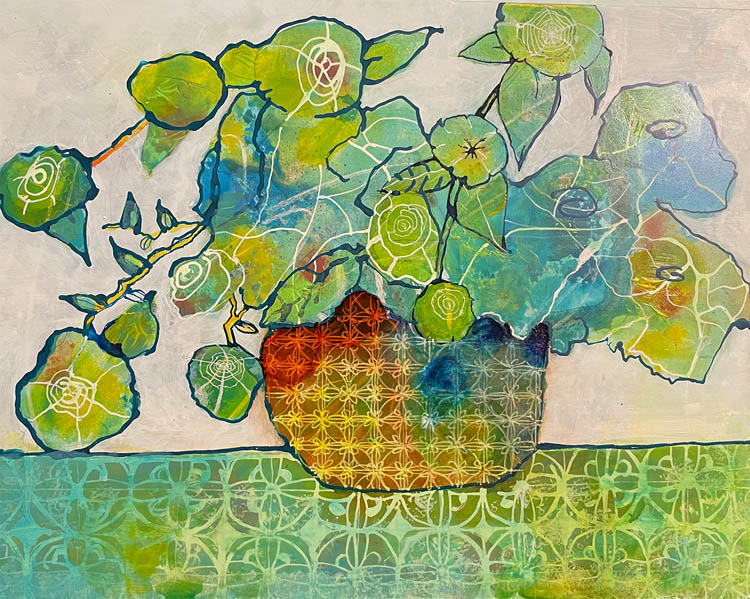 Painted flower vase study, first in series.