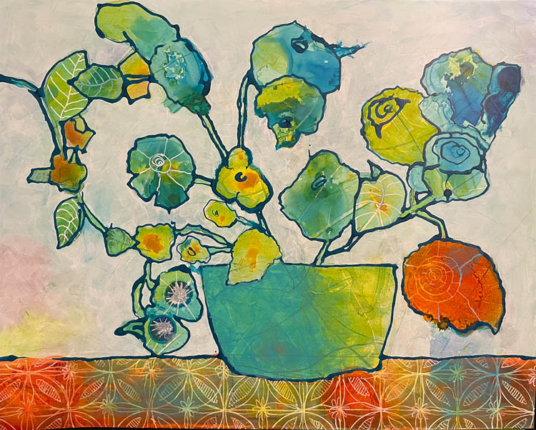 Painted flower vase study, second in series.
