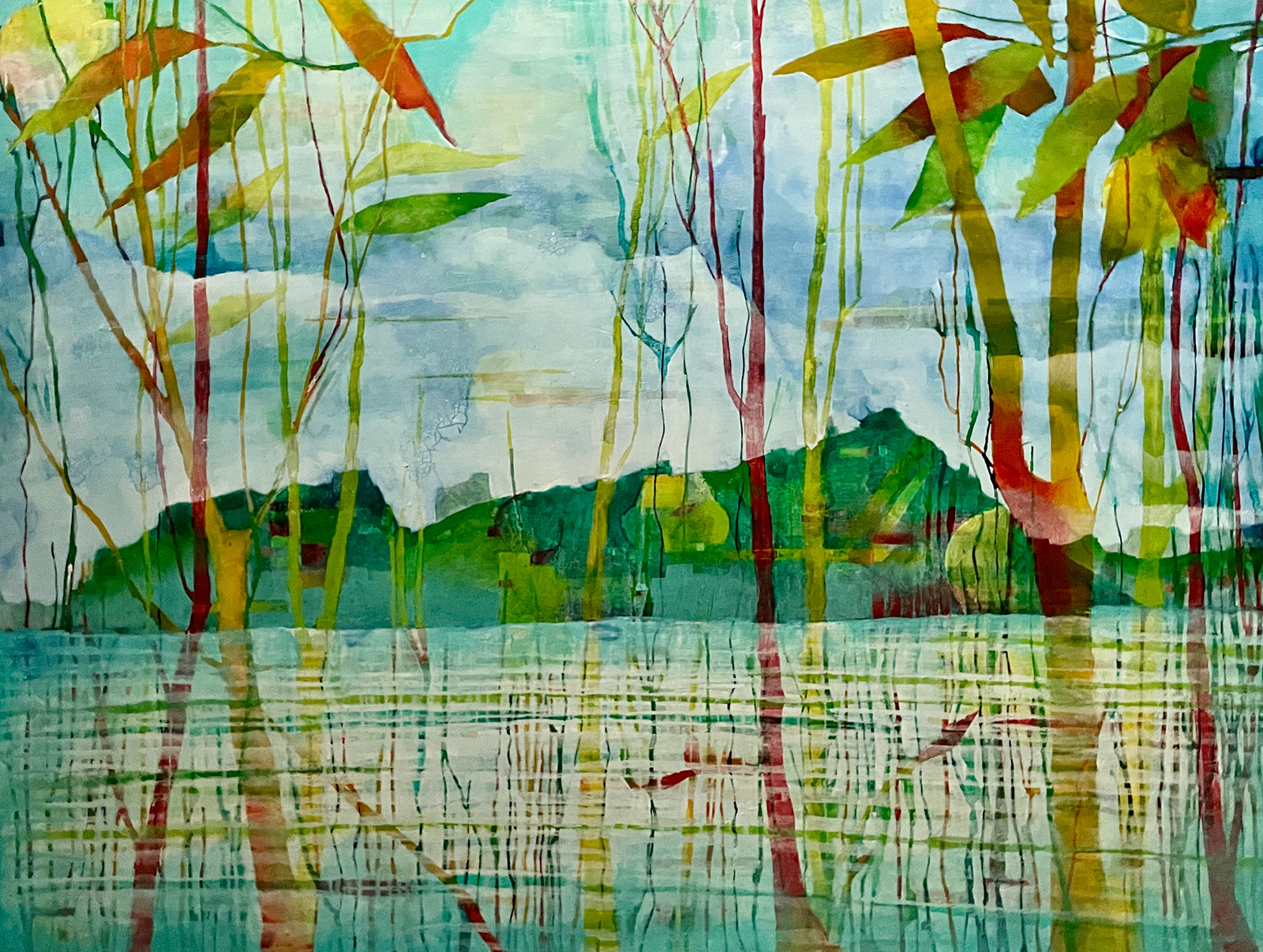 Abstract painting evoking the landscape of El Nido.