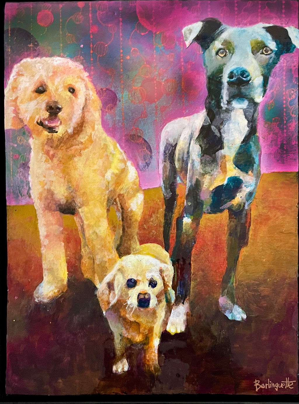 Watercolor portrait of Robin's dogs, 2026.